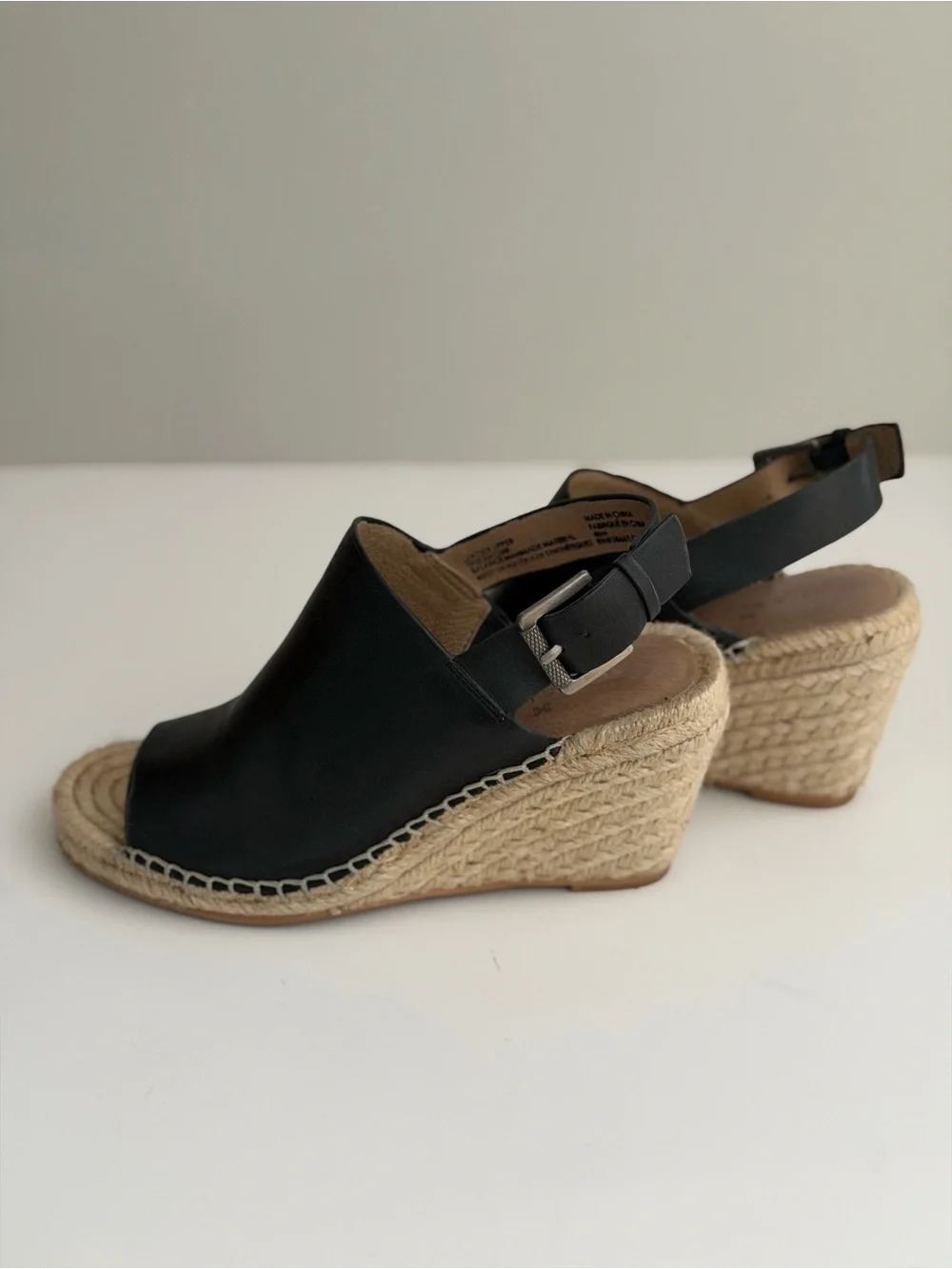 Caslon Black Leather Espadrille Wedge Slingback